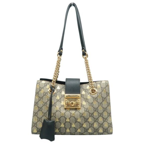 Gucci Handbags - GUCCI Padlock Brown Bee Canvas Shoulder Bag 888-081625